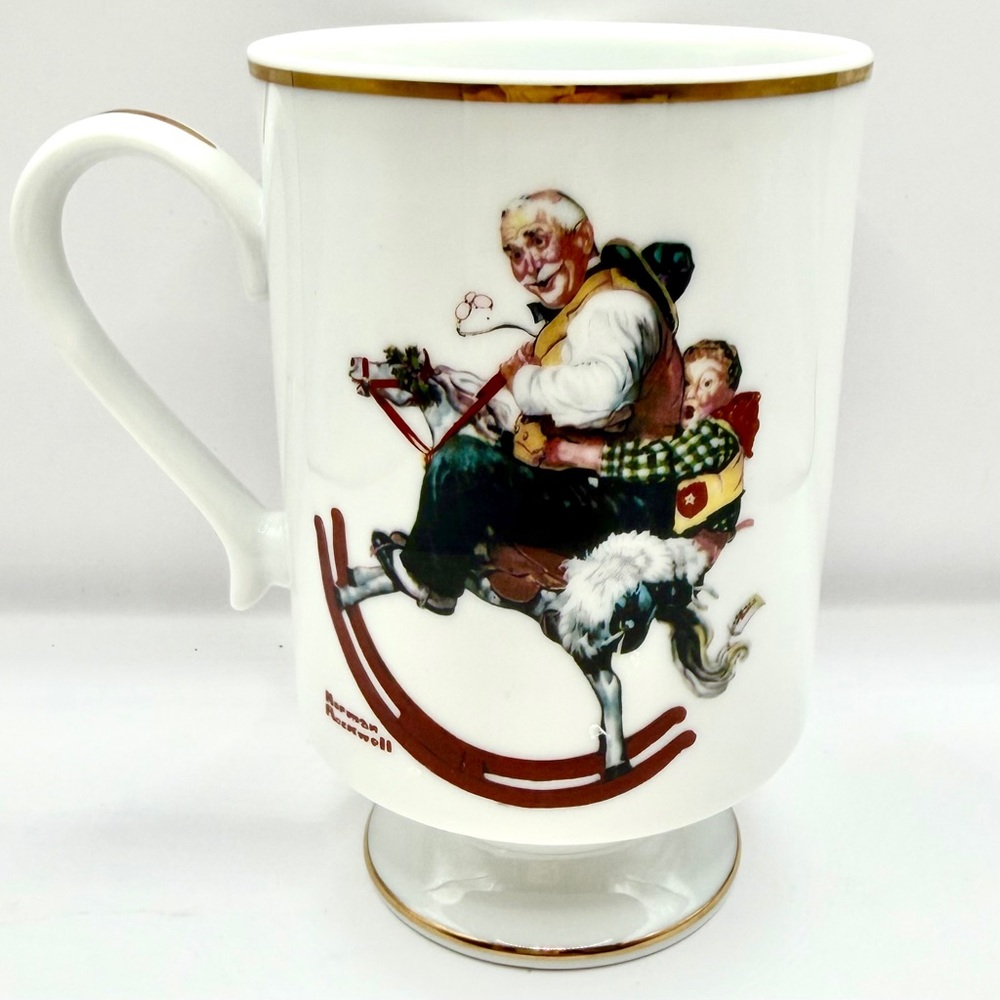Vintage 1981 Danbury Mint Norman Rockwell Porcelain Mug “Gramps At‎ The Reins”